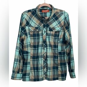 Simms Men’s XL Plaid Button Up Fishing Outdoor Shirt